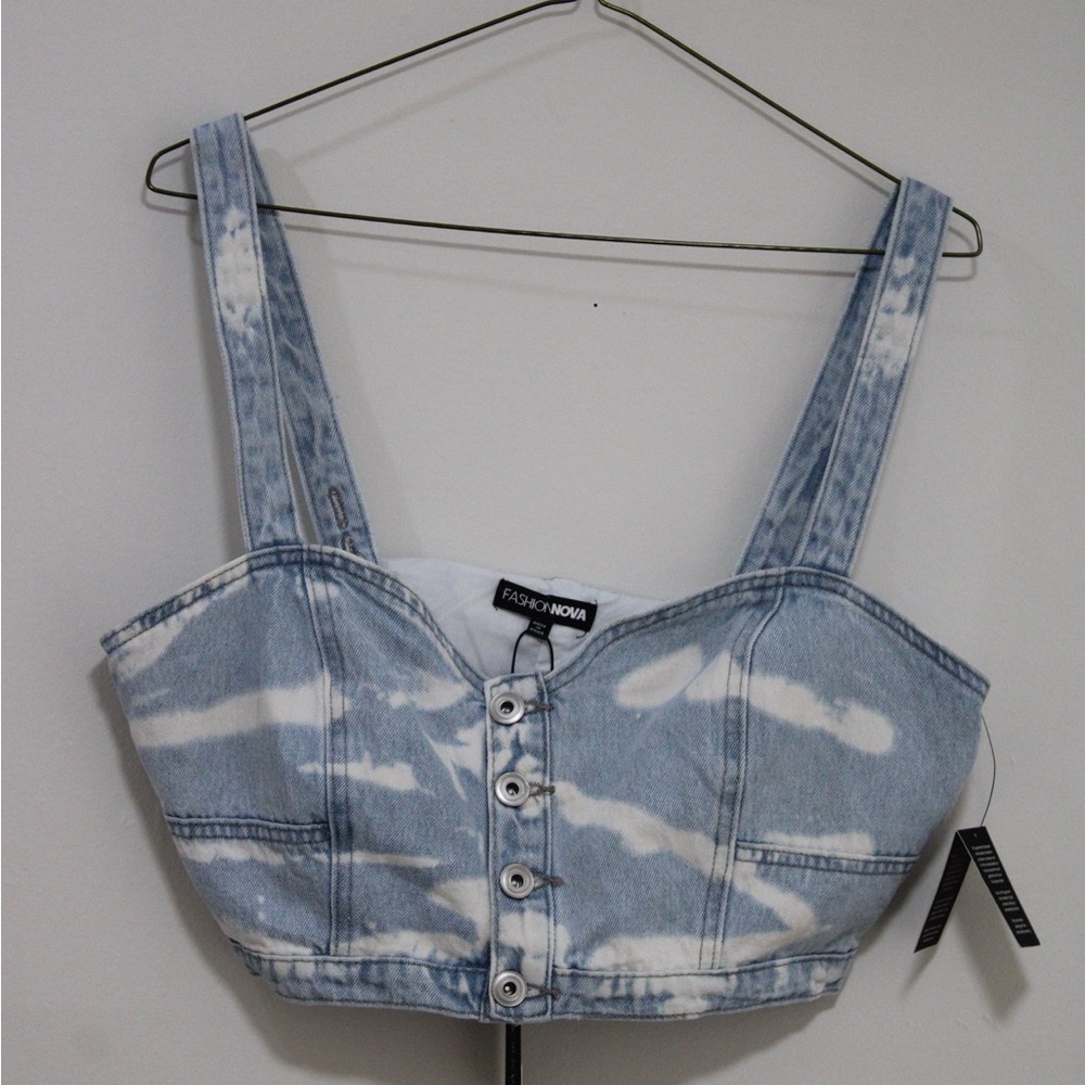 Fashion Nova Blue Denim Crop Top